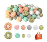 56 Piezas Juego de Cuentas de Silicona, Cuentas Redondas de Silicona Redondas Flor de Margarita Cuenta para Manualidade para Bricolaje Llaveros Pulseras Collares Fabricación de Joyas
