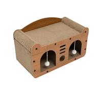 56 x 30 x 30 cm de cartón ondulado de dos pisos y MDF, casa para gatos, marrón, exterior, caseta para perros, conejos, conejera para exteriores, resistente al invierno, con superficies rascadoras y