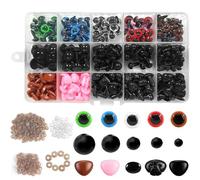 560 Piezas Ojos de Seguridad de Plastic 6-14mm+Narices de Seguridad Ojos Manualidades con Arandelas DIY Ojos de Seguridad Negro para Manualidades,Fabricación de Muñecas