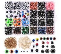 560Pieza Coloridos 6-14mm Ojos de Seguridad y Nariz de Seguridad, 350Pieza Ojos Manualidades Adhesivos, Ojos de Plásticos y Nariz de Plásticos con Arandela para la Muñeca de Peluche,Animales Rellenos