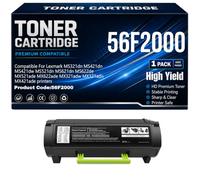 56F2000 para Lexmark MS321dn MS421dn MS421dw MS521dn MS621dn MS622de MX521ade MX622ade MX321adw MX321adn MX421ade Cartuchos de tóner con Chip 6000 páginas