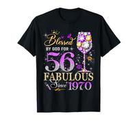 56th Birthday Queen Blessed by God 56 Fabulous Since 1970 Camiseta