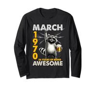 56th Birthday Raccoon Beer March 1970 Vintage 56 Years Old Manga Larga