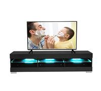 57 Inch TV Unit Cabinet with Glass Shelf Remote Control LED TV Stand High Gloss TV Table Light Living Room Furniture (Color : Onecolor) (D)