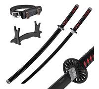 Demon Slayer Katana Espada de 105 cm/41 pulgadas - Samurai Espada Madera para Anime Cosplay - Bokken de madera de bambú con cinturón y soporte - Espadas de anime Accesorios decorativos - (Tanjiro