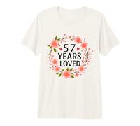 57 Years Loved Floral 57th Birthday Women 57 Years Old Camiseta Premium