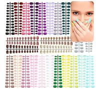 576 piezas de uñas postizas cortas para niños, EBANKU, uñas cortas cuadradas brillantes para niños, con 120 pestañas adhesivas para uñas, 24 colores, puntas de uñas artificiales