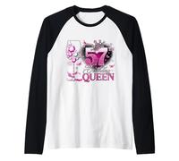 57th Birthday Queen Pink Wine 57 Years Old Women Girls Camiseta Manga Raglan