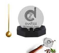 58.5mm Puck Screen, Filtros de café reutilizables para Espresso Cesta portafiltro 59mm, Espresso pantalla con cuchara de café y soporte, 1.7mm de espesor 150μm de acero inoxidable 316