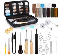 58 Piezas Cuero Kit de Costura Herramientas Kit Costura Cuero Profesional Incluye Hilo para Coser Cuero de 14 Colores PunzóN de Coser Adecuado para coser Herramientas Cuero
