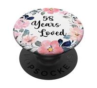 58 Years Loved 58th Birthday Floral 58 Year Old Men Women PopSockets PopGrip Adhesivo