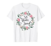 58 Years Loved Men Women Floral 58 Year Old 58th Birthday Camiseta