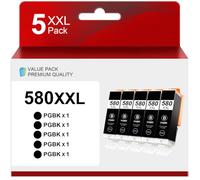 580 cartuchos de impresora XXL compatibles con Canon 580 PGI-580XXL para Canon Pixma TR7650 TR8550 TS6350a TS6300 TS705a TS9550, 5 unidades, PGBK negro