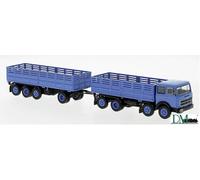 58530 Brekina Ho Fiat 691 Milpiés Camión Con Remolque Azul Escala H0 1:87