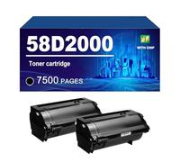 58D2000 Cartucho De Tóner Compatible con Impresoras para Lexmark MS725dvn MS821dn MS821n MS822de MS823dn MS825dn MS826de MX721ade MX722ade MX722adhe MX822ade MX826ade,Black-2 Pack