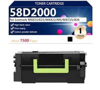 58D2000 Cartucho de Tóner de Repuesto para Lexmark MS823 MS825 MX822 MS822 MX725 MX826 Impresoras, 7500 Páginas, Alto Rendimiento,Black-1 Pack