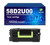 58D2U00 Cartucho De Tóner (con Chip) Compatible para Lexmark MS823 MS825 MX822 MS725 MS826 MX725 MX826, 55000 Páginas,58D2U00-1 Pack