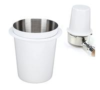 58mm Dosing Cup, Stainless Steel Coffee Dosing Cup Coffee Powder Feeder Part Heavy Duty for Machine Accessory (white)
