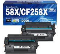 58X CF258X Cartucho de tóner negro M404n compatible con HP 58X CF258X 58A CF258A CF258A Cartucho de tóner para HP M404dn MFP M428fdw M428fdn M428dw Tinta de impresora de alto rendimiento, paquete de 2