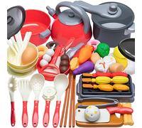59 Pieza Utensilios Cocina Juguete, Utensilios Cocina Niños, Vajilla Juguete, Accesorios Cocina Juguetes, Juego de Cocina para Niñas, Utensilios de Cocina Juguetes, Comida Juguete Cocinita