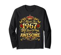 59 Year Old Made in 1967 Retro Floral 59th Birthday Women Manga Larga