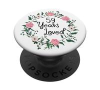 59 Years Loved Men Women Floral 59 Year Old 59th Birthday PopSockets PopGrip Adhesivo