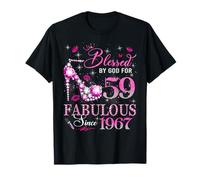 59th Birthday Queen Blessed by God 59 Fabulous Since 1967 Camiseta