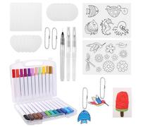59uds Kit Pintura Textura de Espuma Mágica, Juego Pintura Textura 3D Hinchable Lienzo Mágico Esponja 15 Láminas Espuma 24 Rotuladores Colores 3 Rotuladores Agua para Artes de Bricolaje