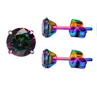 5A - Pendientes de acero inoxidable quirúrgico 316L de oro de 18 quilates para mujeres, hombres, niñas, niños, esposas, hipoalergénicos, tragus, cartílago, 8mm, 4 mm, Diamante de imitación