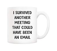 5Aup Christmas Gifts - Taza de café con texto en inglés "I Survived Another Meeting That Could Have Been an Email, Unique Inspirational and Souvenir Gifts for Co-worker Colleague"