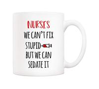 5Aup Regalos de Navidad divertida taza de café para enfermeras, enfermeras que no podemos arreglar S But We Can Sedate It tazas de 11 onzas, regalos únicos para el día de la enfermera