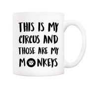 5Aup Taza de café con cita divertida, This is My Circus and Those are My Monkeys novedosa taza de cerámica de 11 onzas, regalos únicos de cumpleaños y vacaciones para hija, profesora, amiga