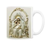 5Aup Taza de café con escena de la Natividad de María José Jesús, taza de pesebre de Navidad, taza de Jesús, taza de las Escrituras, tazas cristianas, tazas religiosas, color blanco, 325 ml
