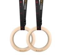5BILLION Anillos de Gimnasia de Madera-Anillos de Gimnasio Olímpico con Hebillas Ajustables Correas-Entrenamiento para Gimnasia en Casa, Levantamientos Musculares y Entrenamiento de Fuerza (28mm Dia)