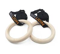 5BILLION Anillos de Gimnasia de Madera-Anillos de Gimnasio Olímpico con Hebillas Ajustables Correas-Entrenamiento para Gimnasia en Casa, Levantamientos Musculares y Entrenamiento de Fuerza (32mm Dia)
