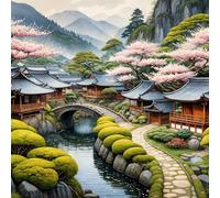 5D Arquitectura de jardines Diamond Painting Kit Completo,diamond painting Art kit para Adultos,DIY Round Cristal Pintura de Diamante Bordado Punto de Cruz Manualidades Hogar para Decor Hogar 50x50cm