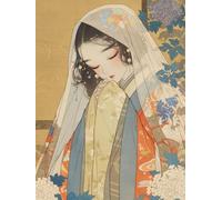 5D Bricolaje Diamond Painting, Chica de kimono Kit Completo para el hogar, Diamante Arte para Pintura y Cuadro, Manualidades de Cristal, Decoración de Pared 40x50cm