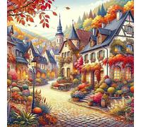 5D Calles del pueblo Diamond Painting Kit Completo,diamond painting Art kit para Adultos,DIY Square Cristal Pintura de Diamante Bordado Punto de Cruz Manualidades Hogar para Decoración Hogar 100x100cm