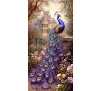 5D Castillo de pavo real Diamond Painting, Diamonds Painting Kit Completo, Diamond Art Kit Manualidades Adultos DIY Cristal Pintura De Diamante, Paintings Para Decor De Pared Del Hogar 70x140cm b-416