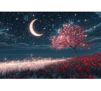 5D Cielo Estrellado Diamond Painting Adultos Kit, DIY Flores De Cerezo Pintura de Diamantes, Diamond Painting Niños, Pintura De Diamante Manualidades a mano Para Decoración Del Hogar 70x90cm -37974