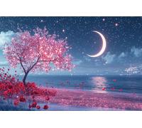 5D Cielo Estrellado Diamond Painting Art, Flores De Cerezo Diamante Kit Manualidades Adultos, Diamond Painting Niños Kit, Cristal Pintura de Diamante, Para Decoración Del Hogar 60x80cm -37975