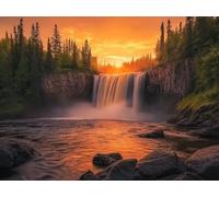 5D Cuadrado Diamond Painting Conjunto Completo, Bosque De Cascadas DIY Arte de Mosaico Digital，Adulto Niño Juguetes Divertidos，Decoración de Paredes Domésticas Regalos De Año Nuevo 70x60cm T8ZY-639