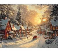 5D Cuadrado Diamond Painting Conjunto Completo, Casa De Nieve DIY Arte de Mosaico Digital，Adulto Niño Juguetes Divertidos，Decoración de Paredes Domésticas Regalos De Año Nuevo 60x50cm T8ZY-847