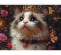 5D Cuadrado Diamond Painting Conjunto Completo, Crown Of Cat DIY Arte de Mosaico Digital，Adulto Niño Juguetes Divertidos，Decoración de Paredes Domésticas Regalos De Año Nuevo 30x20cm T8ZY-491