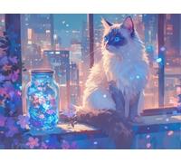 5D Cuadrado Diamond Painting Conjunto Completo, Hermoso Gato DIY Arte de Mosaico Digital，Adulto Niño Juguetes Divertidos，Decoración de Paredes Domésticas Regalos De Año Nuevo 30x20cm T8ZY-530