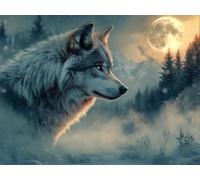 5D Cuadrado Diamond Painting Conjunto Completo, Lobo Animal DIY Arte de Mosaico Digital，Adulto Niño Juguetes Divertidos，Decoración de Paredes Domésticas Regalos De Año Nuevo 80x70cm T8ZY-110