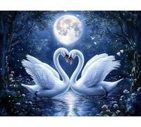 5D Cuadrado Diamond Painting Conjunto Completo, Luna De Cisne DIY Arte de Mosaico Digital，Adulto Niño Juguetes Divertidos，Decoración de Paredes Domésticas Regalos De Año Nuevo 40x30cm T8ZY-773