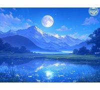 5D Cuadrado Diamond Painting Conjunto Completo, MontañA Nevada Y Luna DIY Arte de Mosaico Digital，Adulto Niño Juguetes Divertidos，Decoración de Paredes Domésticas Regalos De Año Nuevo 80x70cm T8ZY-852