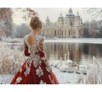 5D Cuadrado Diamond Painting Conjunto Completo, Mujer Del Castillo DIY Arte de Mosaico Digital，Adulto Niño Juguetes Divertidos，Decoración de Paredes Domésticas Regalos De Año Nuevo 50x40cm T8ZY-176