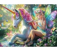 5D Cuadrado Diamond Painting Conjunto Completo, NiñA Unicornio DIY Arte de Mosaico Digital，Adulto Niño Juguetes Divertidos，Decoración de Paredes Domésticas Regalos De Año Nuevo 60x50cm T8ZY-125